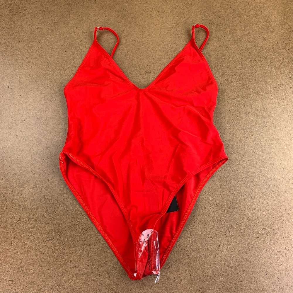 Pretty Little Things Women's Size 8 Red Basic Low Scoop Swimsuit NWT